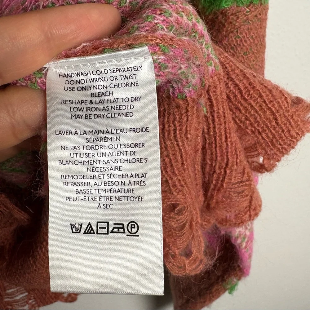 Anthropologie Floral Distressed Drop Shoulder Sweater Size Small - Picture 14 of 15